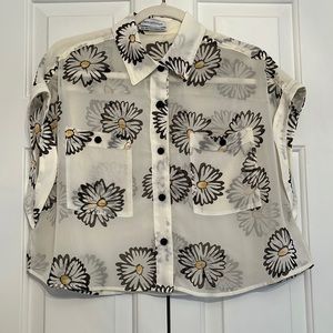Urban Outfitters Shear Flowered Blouse
